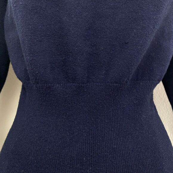 Yumomo Dark Blue Soft Knit Bodycon Dress Sm Knee Length Long Sleeves Chic Goth - Picture 7 of 10